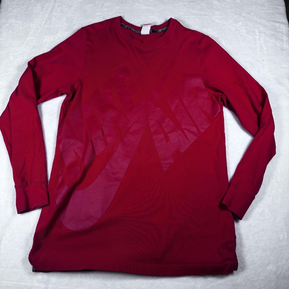 Nike Shirt Mens Large Red Long Sleeve Oversized Nike Air Swoosh Tee‎ Graphic